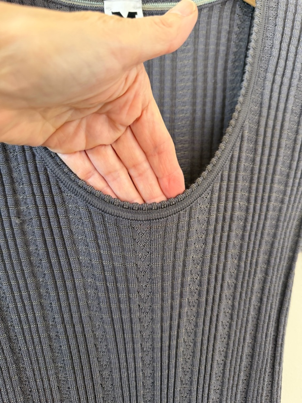 M Missoni Knit Dress Gray Ribbed Fit & Flare Italian Designer Elegant Timeless - Picture 3 of 10